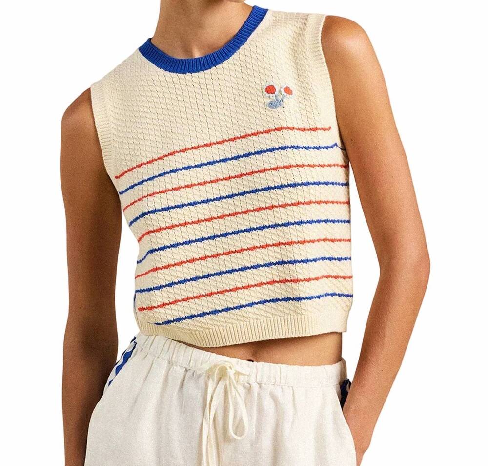 NEW TROVATA chico vest in antique white